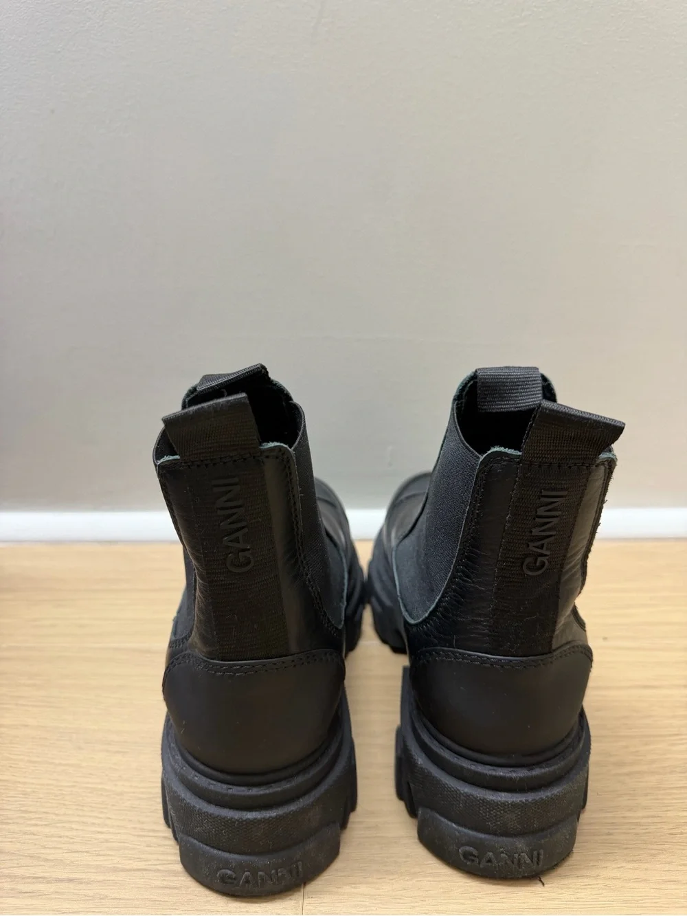 Ganni Black Chunky Lug Chelsea Boots